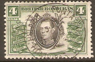 British Honduras 1938 4c Black and green. SG153. - Click Image to Close